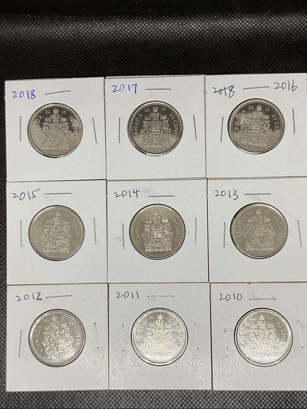 9x Canadian Canada 50 Cent Coins from 2010 to 2018 half dollar